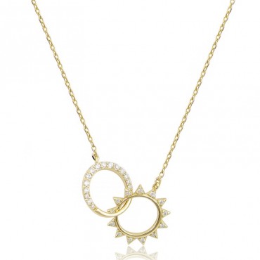 Ασημένιο επίχρυσο κολιέ με δύο ενωμένους κύκλους