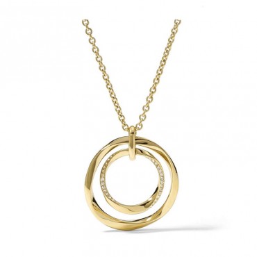 Ασημένιο επίχρυσο κολιέ με δύο κύκλους με ακανόνιστο σχήμα