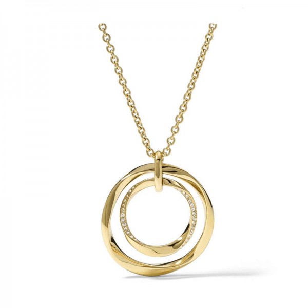 Ασημένιο επίχρυσο κολιέ με δύο κύκλους με ακανόνιστο σχήμα