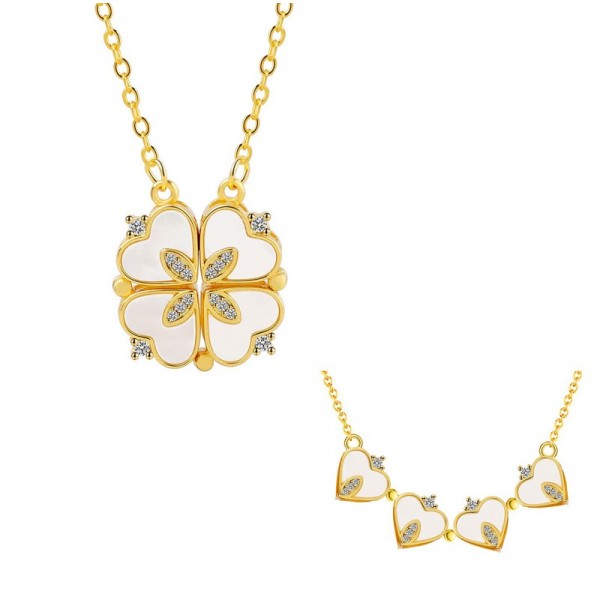 Ασημένιο επίχρυσο κολιέ με πέτρες φίλντισι 