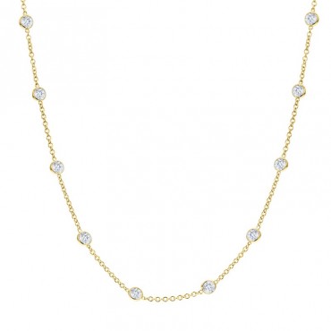 Ασημένιο επίχρυσο κολιέ - αλυσίδα με λευκές πέτρες ζιργκόν