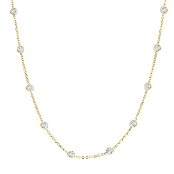 Ασημένιο επίχρυσο κολιέ - αλυσίδα με λευκές πέτρες ζιργκόν