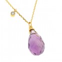 Ασημένιο κολιέ με επιχρύσωση 18Κ και πέτρα αμέθυστος