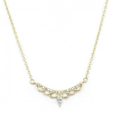 Ασημένιο επίχρυσο κολιέ με πέτρες ζιργκόν