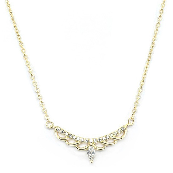 Ασημένιο επίχρυσο κολιέ με πέτρες ζιργκόν