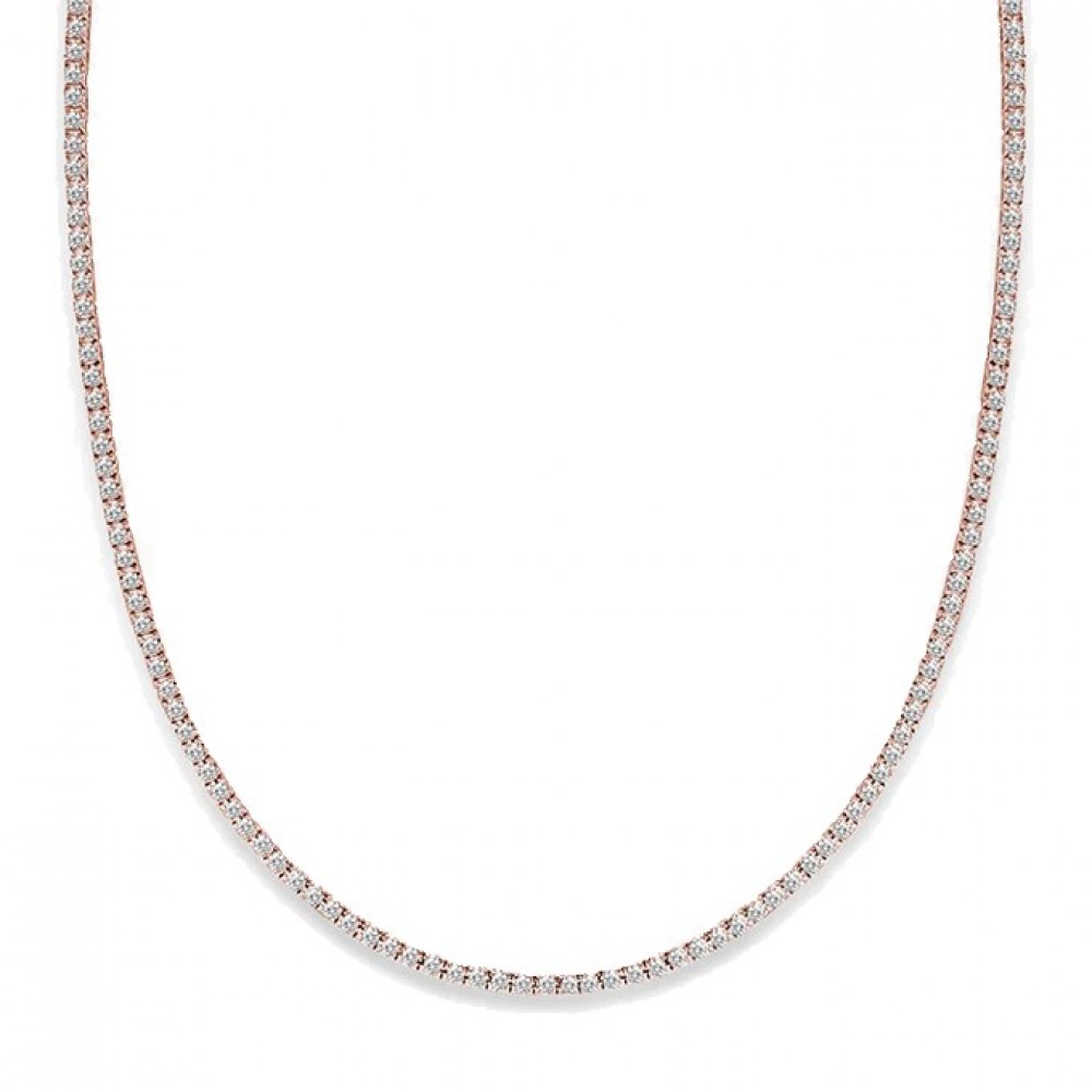 Ασημένιο με επιχρύσωση ροζ χρυσού κολιέ-ριβιέρα με λευκές πέτρες ζιργκόν Ασημένιο με επιχρύσωση ροζ χρυσού κολιέ-ριβιέρα με λευκές πέτρες ζιργκόν