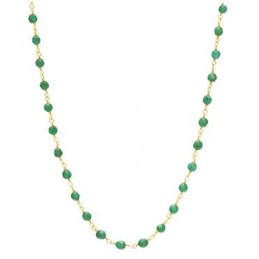 Ασημένιο και επιχρυσωμένο κολιέ - ροζάριο με ημιπολύτιμες πέτρες αβεντουρίνη