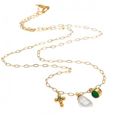 Ασημένιο επίχρυσο κολιέ με κρεμαστά στοιχεία