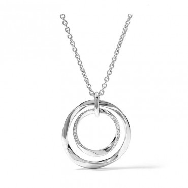 Ασημένιο κολιέ με δύο κύκλους με ακανόνιστο σχήμα