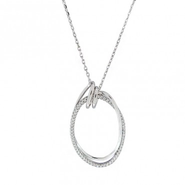 Ασημένιο κολιέ με διπλό οβάλ σχήμα 