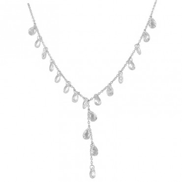 Ασημένιο κολιέ τύπου "γραβάτα" με πέτρες ζιργκόν