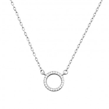 Ασημένιο κολιέ με κύκλο με λευκές πέτρες ζιργκόν Ασημένιο κολιέ με κύκλο με λευκές πέτρες ζιργκόν
