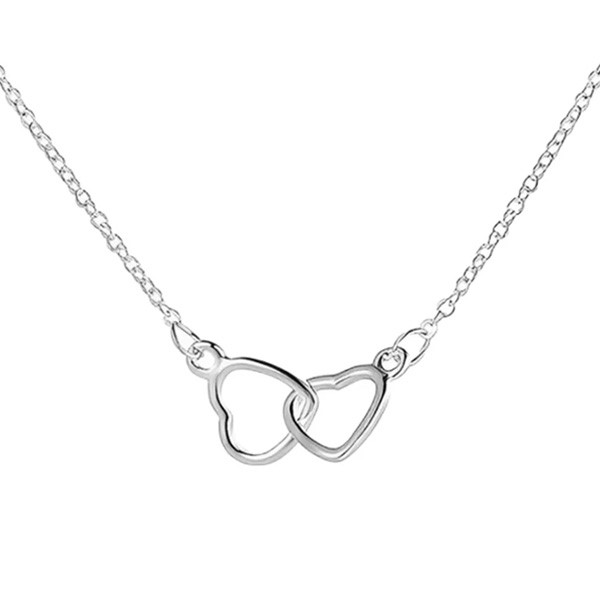 Ασημένιο κολιέ με δύο καρδιές ενωμένες
