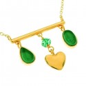 Ασημένιο επίχρυσο κολιέ με καρδιά και πράσινα κρύσταλλα 