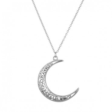 Ασημένιο κολιέ με σκαλιστό  μισοφέγγαρο