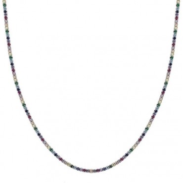 Ασημένιο κολιέ-ριβιέρα με "multicolor" ζιργκόν πέτρες Ασημένιο κολιέ-ριβιέρα με "multicolor" ζιργκόν πέτρες