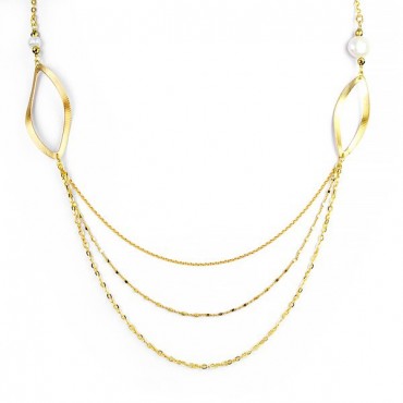 Ασημένιο χειροποίητο κολιέ με τρείς αλυσίδες και μαργαριτάρια Ασημένιο χειροποίητο κολιέ με τρείς αλυσίδες και μαργαριτάρια