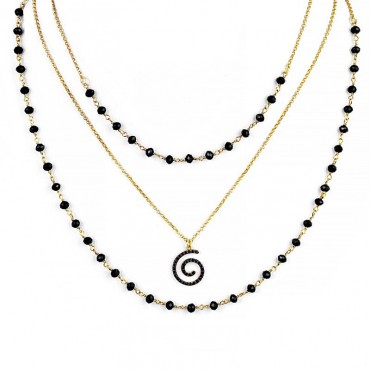 Ασημένιο χειροποίητο κολιέ με τρεις αλυσίδες και κρεμαστό σπείρα Ασημένιο χειροποίητο κολιέ με τρεις αλυσίδες και κρεμαστό σπείρα