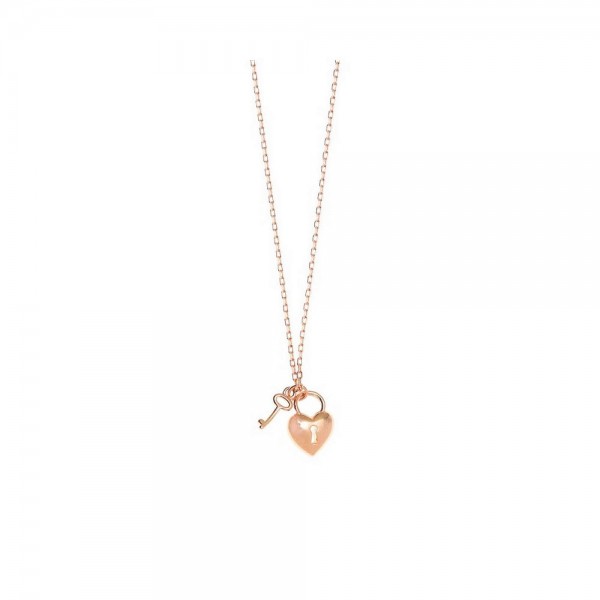 Διακριτικό κολιέ με καρδιά λουκέτο και κλειδί.