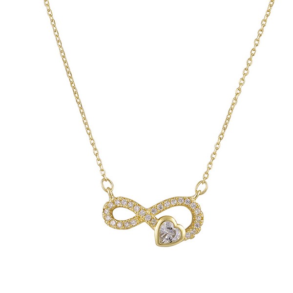 Ασημένιο επίχρυσο κολιέ με το άπειρο και καρδιά 