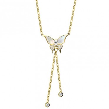 Ασημένιο επίχρυσο κολιέ με πεταλούδα 