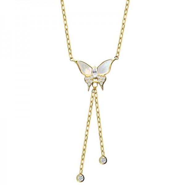 Ασημένιο επίχρυσο κολιέ με πεταλούδα 