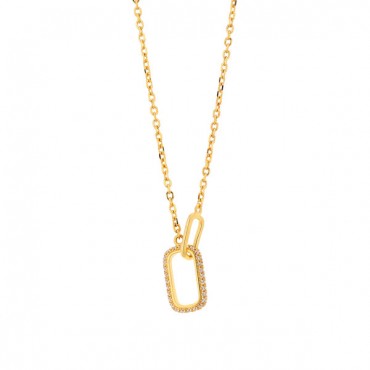 Ασημένιο επίχρυσο κολιέ με δύο κρίκους ενωμένους Ασημένιο επίχρυσο κολιέ με δύο κρίκους ενωμένους