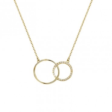 Ασημένιο επίχρυσο κολιέ με δύο κύκλους ενωμένους Ασημένιο επίχρυσο κολιέ με δύο κύκλους ενωμένους