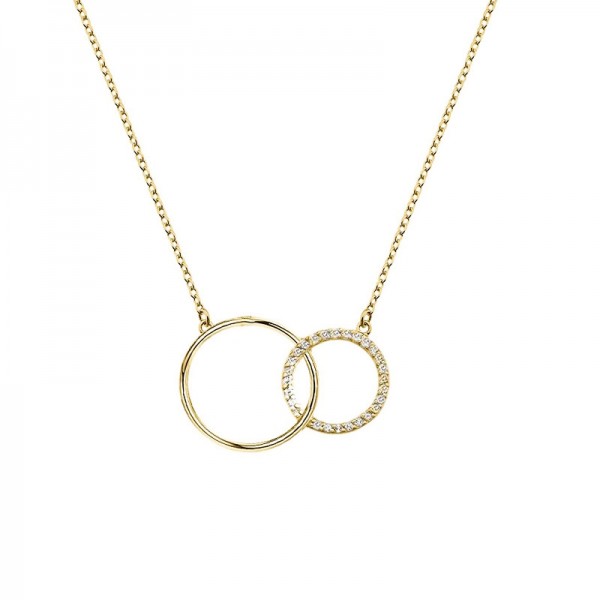 Ασημένιο επίχρυσο κολιέ με δύο κύκλους ενωμένους