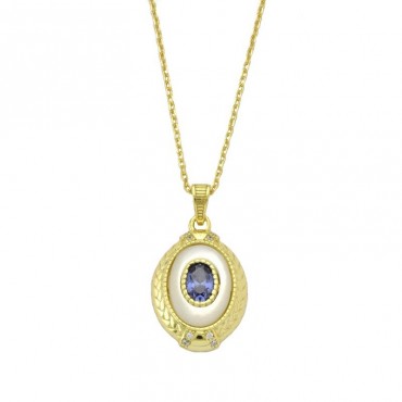 Ασημένιο επίχρυσο κολιέ με ημιπολύτιμες πέτρες Ασημένιο επίχρυσο κολιέ με ημιπολύτιμες πέτρες