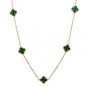 Ασημένια αλυσίδα επιχρυσωμένη με οχτώ σταυρούς από μαλαχίτη