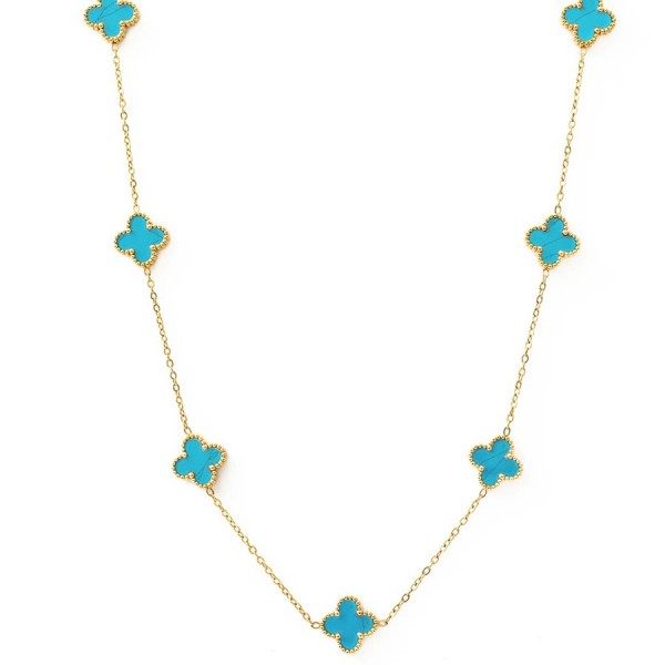 Ασημένια αλυσίδα επιχρυσωμένη με οχτώ σταυρούς από τιρκουάζ πέτρα