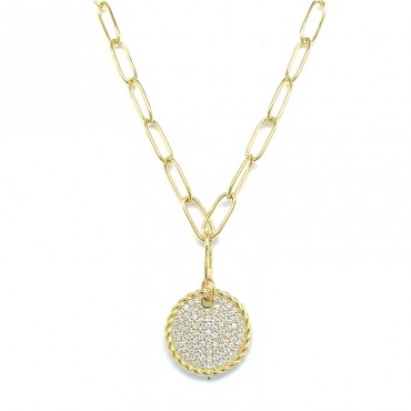 Ασημένιο και επιχρυσωμένο κολιέ με φαρδιά αλυσίδα και κρεμαστό κύκλο Ασημένιο και επιχρυσωμένο κολιέ με φαρδιά αλυσίδα και κρεμαστό κύκλο