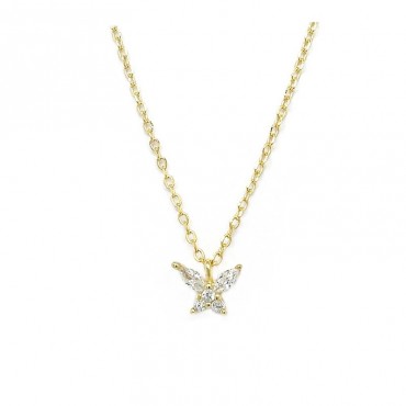 Ασημένιο επίχρυσο κολιέ με μικρή πεταλούδα