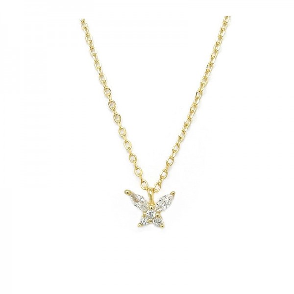 Ασημένιο επίχρυσο κολιέ με μικρή πεταλούδα