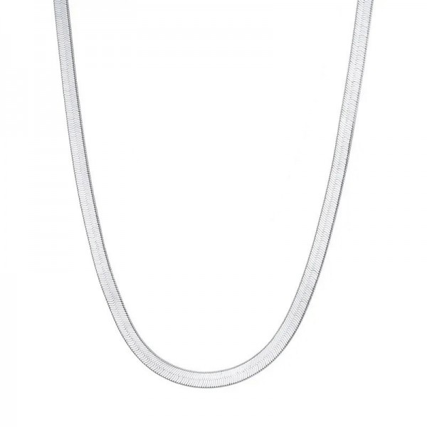 Ασημένια φαρδιά αλυσίδα (snake) με λουστρέ φινίρισμα