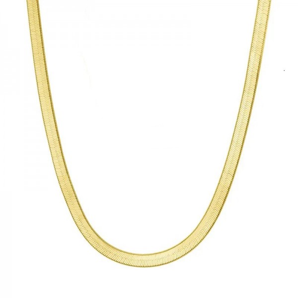 Ασημένια και επιχρυσωμένη φαρδιά αλυσίδα (snake) με λουστρέ φινίρισμα