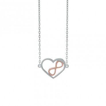 Ασημένιο κολιέ με καρδιά και το άπειρο στο εσωτερικό της