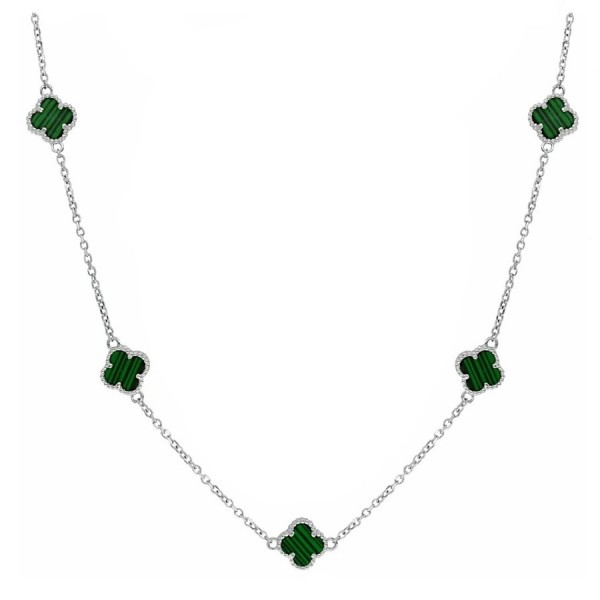 Ασημένια αλυσίδα με οχτώ σταυρούς από πέτρα μαλαχίτη