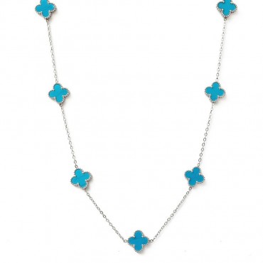 Ασημένια αλυσίδα με οχτώ σταυρούς από τιρκουάζ πέτρα