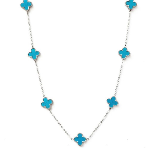 Ασημένια αλυσίδα με οχτώ σταυρούς από τιρκουάζ πέτρα