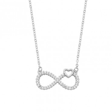 Ασημένιο κολιέ με το άπειρο και μικρή καρδιά 