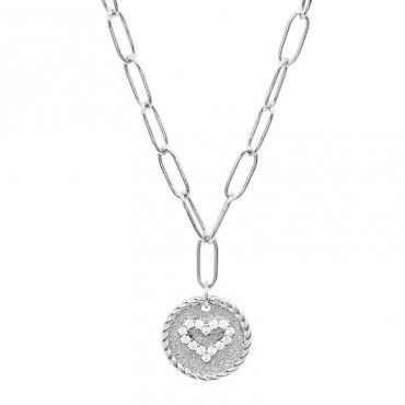 Ασημένιο κολιέ με φαρδιά αλυσίδα και κρεμαστή καρδιά Ασημένιο κολιέ με φαρδιά αλυσίδα και κρεμαστή καρδιά