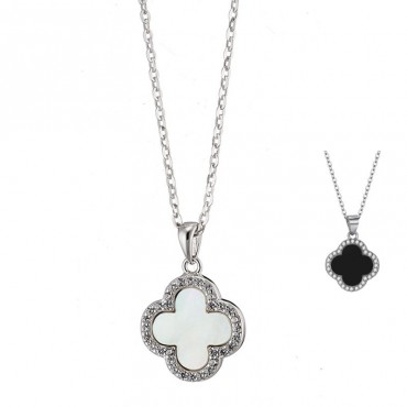 Ασημένιο κολιέ διπλής όψεως με ημιπολύτιμες πέτρες