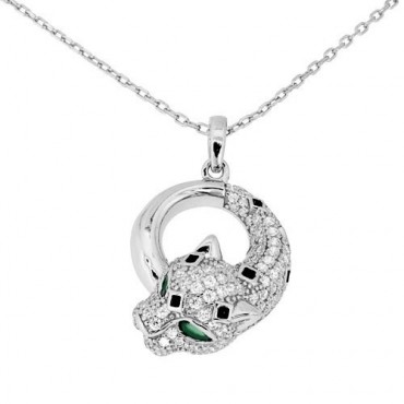 Ασημένιο κολιέ με πάνθηρα 