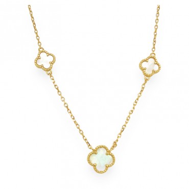 Ασημένιο και επιχρυσωμένο κολιέ με πέτρες φίλντισι