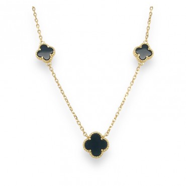 Ασημένιο και επιχρυσωμένο κολιέ με πέτρες όνυχα