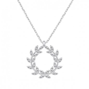 Ασημένιο κολιέ με κλαδί που σχηματίζει στεφάνι 