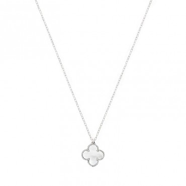 Ασημένιο διακριτικό κολιέ με πέτρα φίλντισι