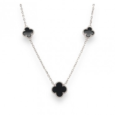 Ασημένιο κολιέ με πέτρες όνυχα 